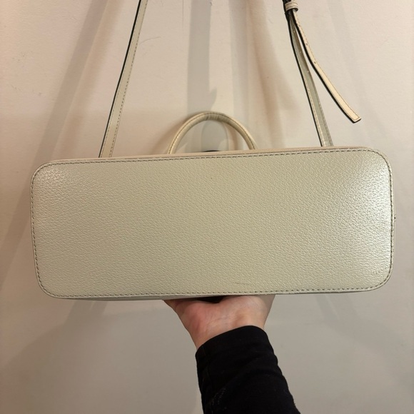 KATE SPADE NEW YORK Leather Cream Ecru Pink Lining Purse Crossbody Satchel - Picture 12 of 14